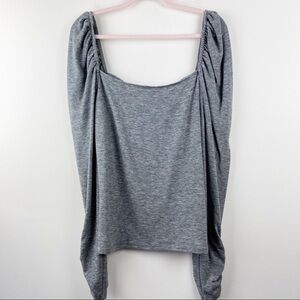 SOMETHING NAVY Heathered Dramatic Shoulder Long‎ Sleeve Ruched Ruffle Top XL
